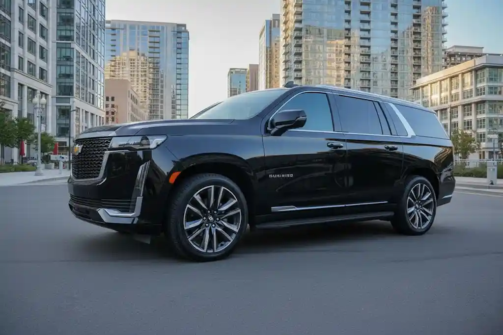 Black Chevrolet Suburban for point to point transportation in South Bay