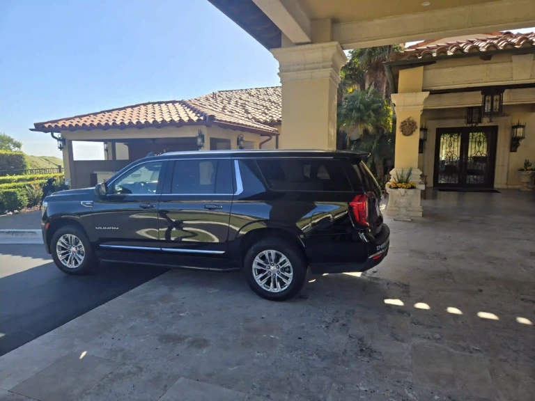 Executive GMC Yukon from South Bay Transportation Services parked at Trump National Golf Club in Rancho Palos Verdes.