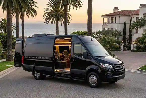 Mercedes-Benz Executive Sprinter Van for group luxury travel and corporate events by South Bay Transportation Services.