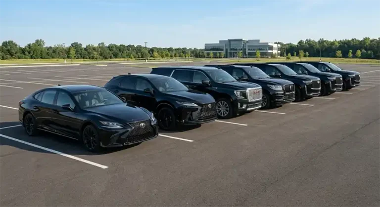 Apollo executive fleet SUVs all parked